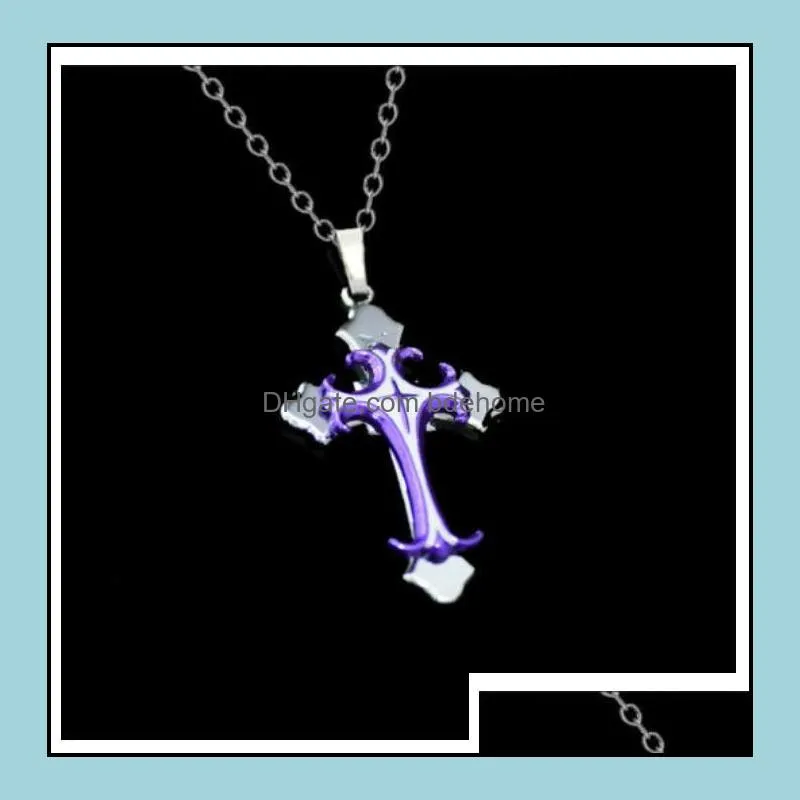 pretty cross pendant necklace vintage classic punk statement necklaces hip hop jewelry long chain necklace