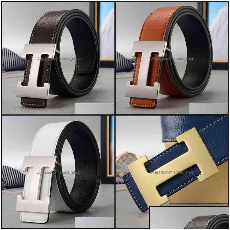 belts 2022 brand luxury men belts genuine leather lettern h buckle for business fashion strap women jeans x220216 drop delivery acces