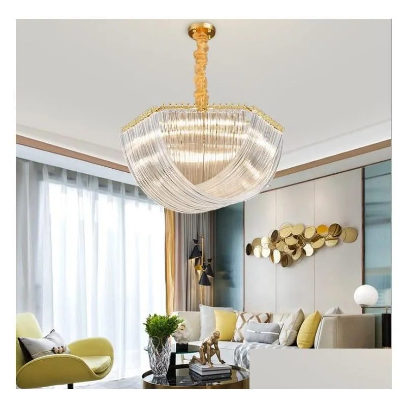 postmodern light luxury chandelier restaurant lamp crystal nordic villa living room household simple