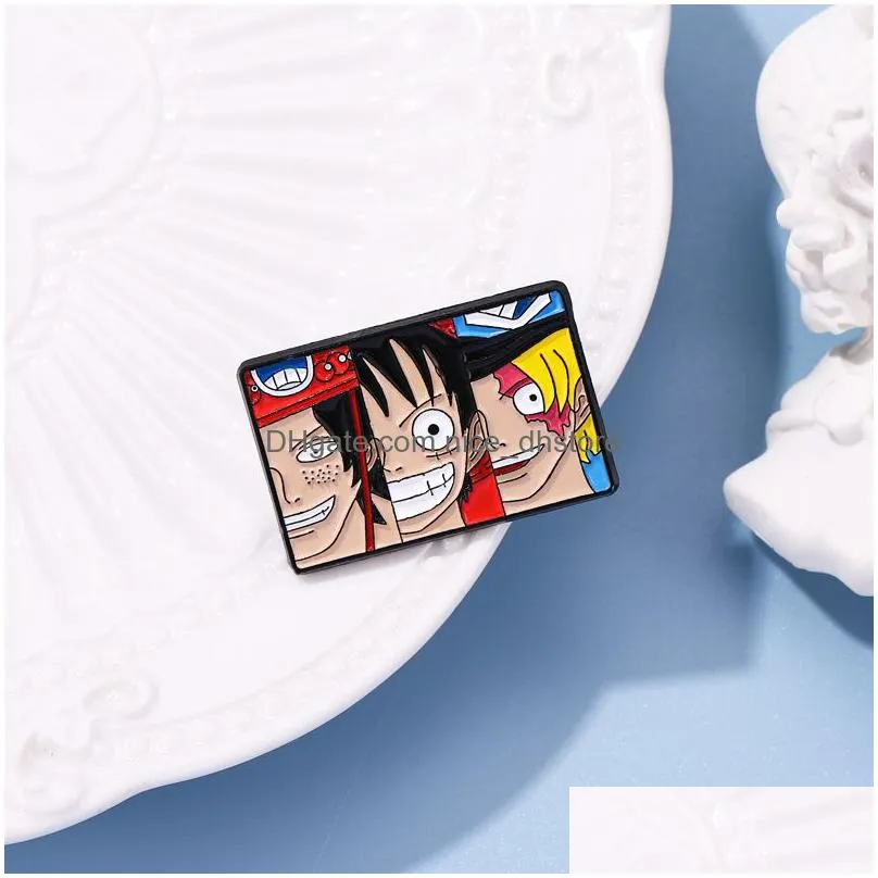 one piece brooch cute anime movies games hard enamel pins collect metal cartoon brooch backpack hat bag collar lapel badges women fashion jewelry films