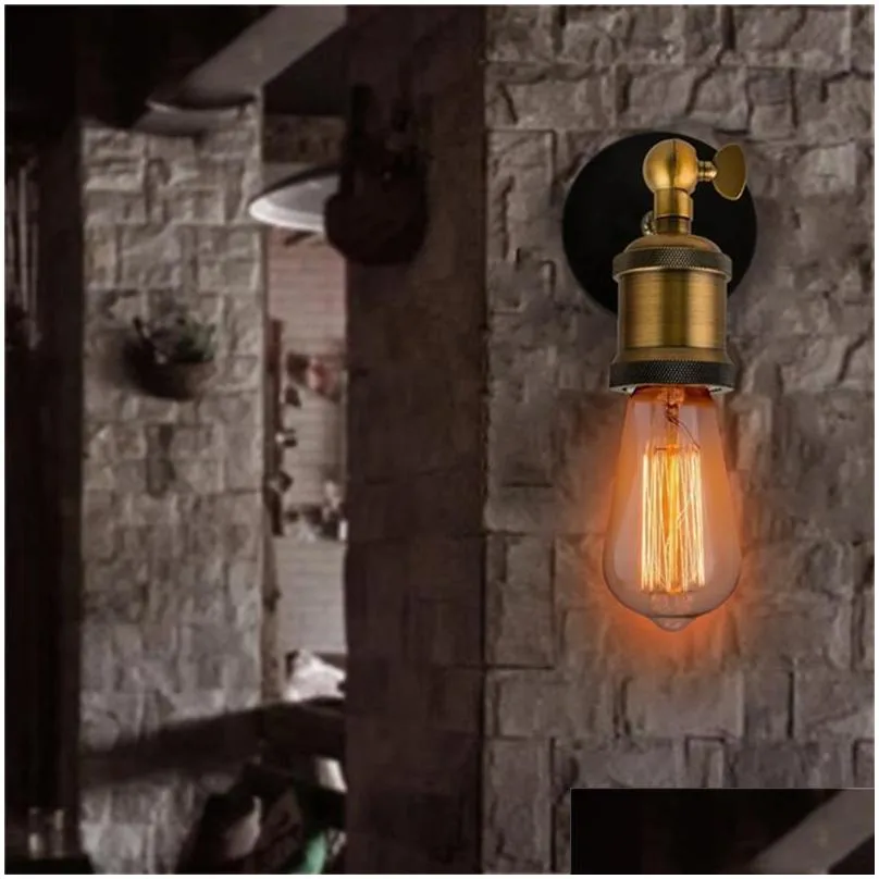 led wall lights 110v 220v e27 metal lamps home decor simple single swing lamp retro rustic light fixtures lighting