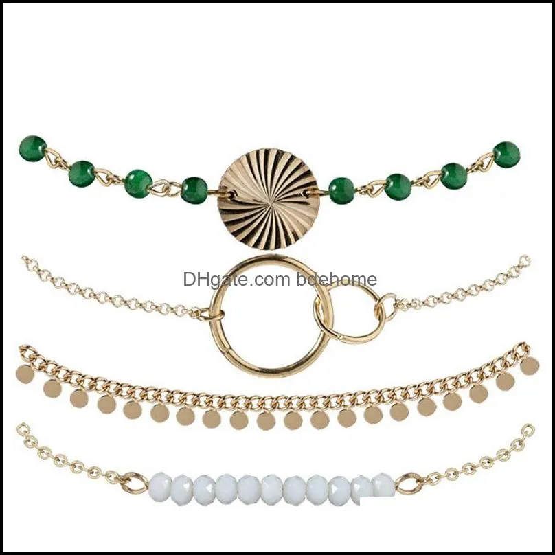 crossborder speed sales network diamond 4 pieces of circle sequins bracelet accessories wholesale