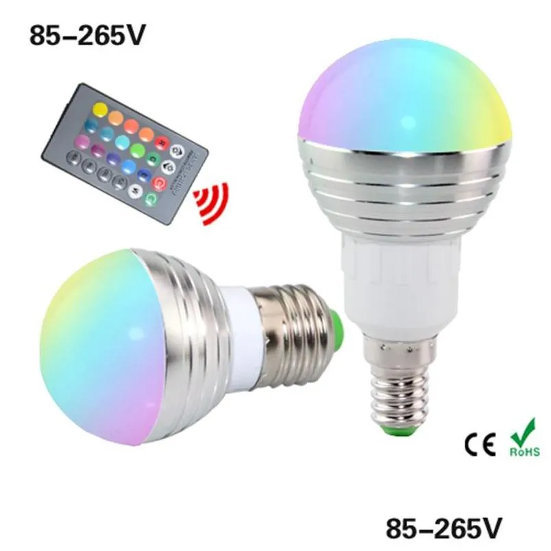 e27 e14 led rgb bulb lamp ac85265v 3w 5w 7w led rgb spotlight dimmable magic holiday rgb lightingaddir remote control 16 colors