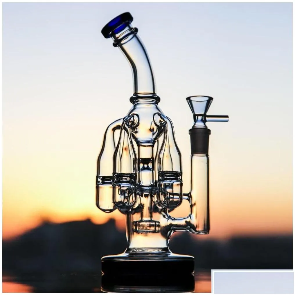 smoking pipes glass hookah bongs with 5 arms chamber recycler perc water pipe dab rig bubbler shisha 14mm joint drop delivery home g