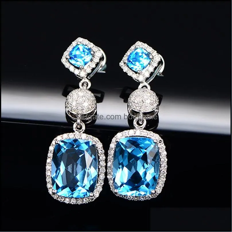 natural aquamarine stud earrings for women long amethyst earring timeless design delicate female jewelry wedding luxury earring