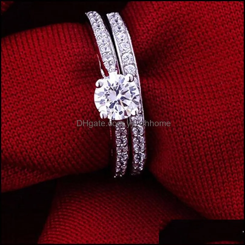 pretty rings set for women men bijoux femme fashion jewelry crystal engagement wedding rings set