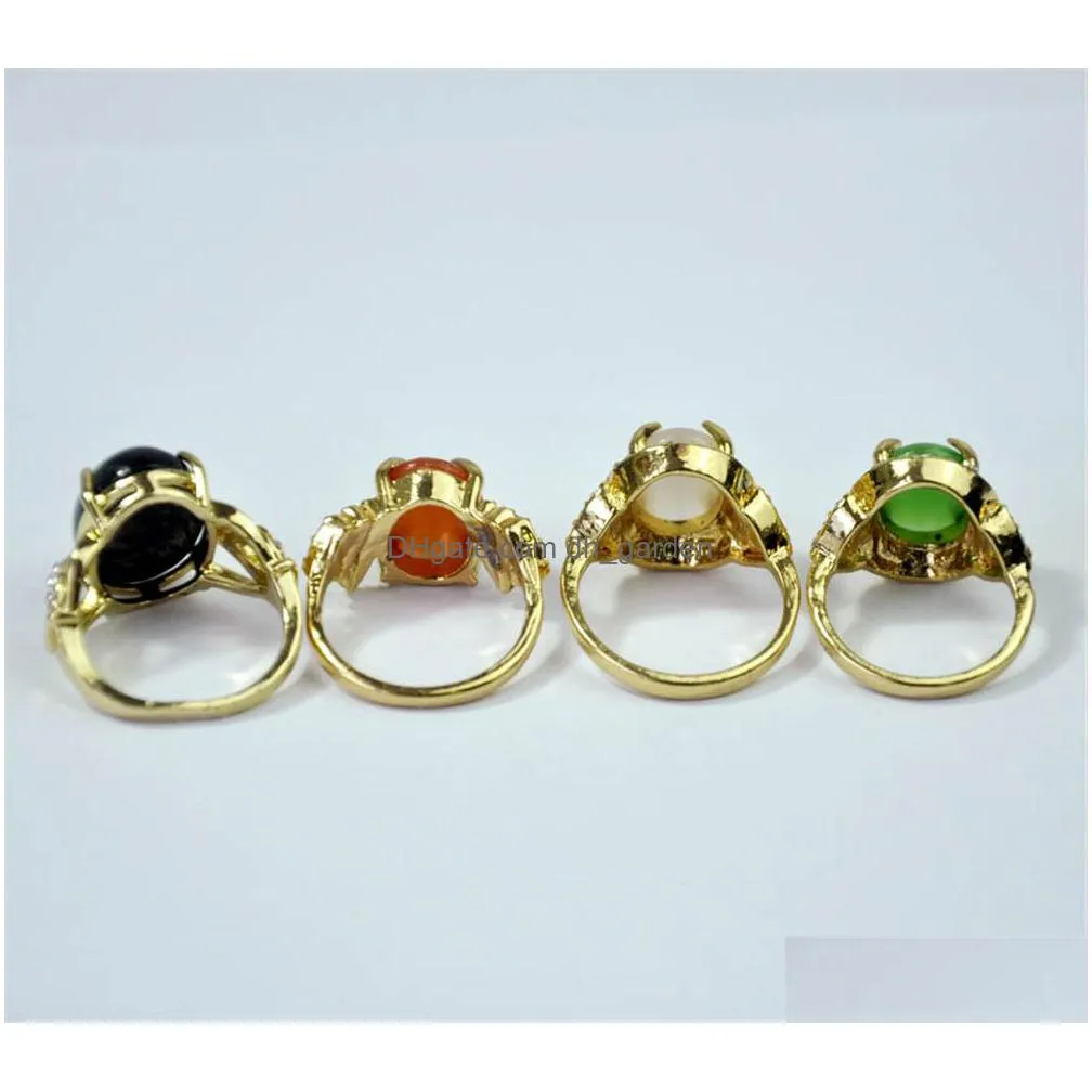 cr jewelry natural stones alloy ring with stone wholesale silver plated mixed batch for women jzr043