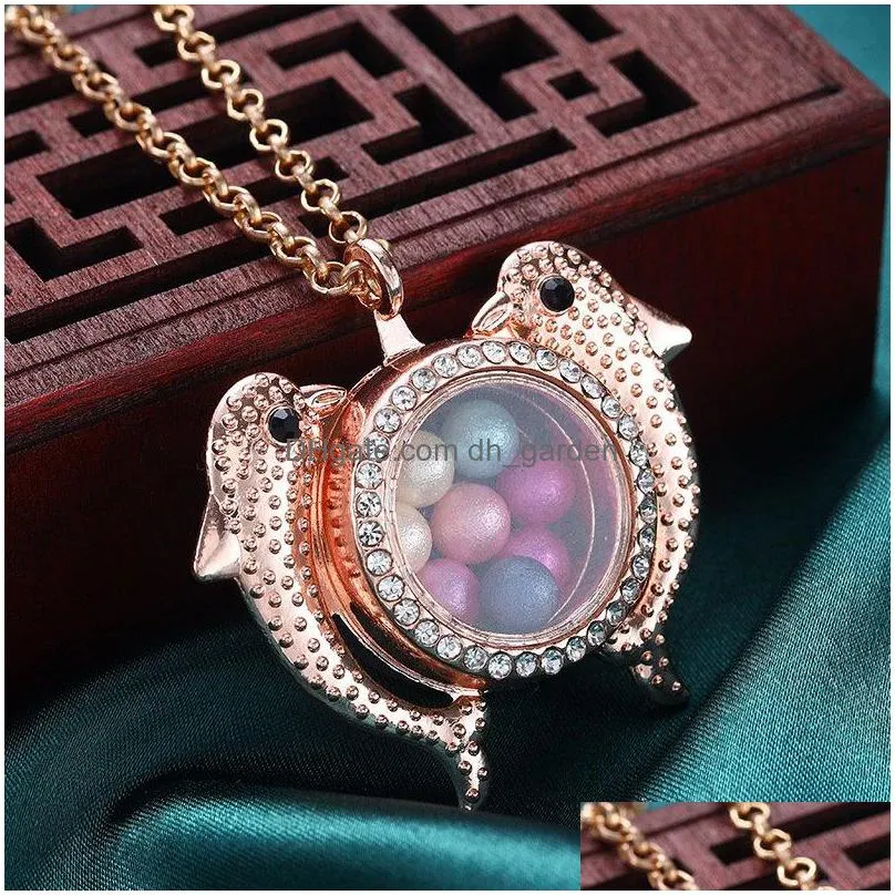 high quality diy color diamond lovers lockets  can open magnet pendant phase box pearl necklace gift