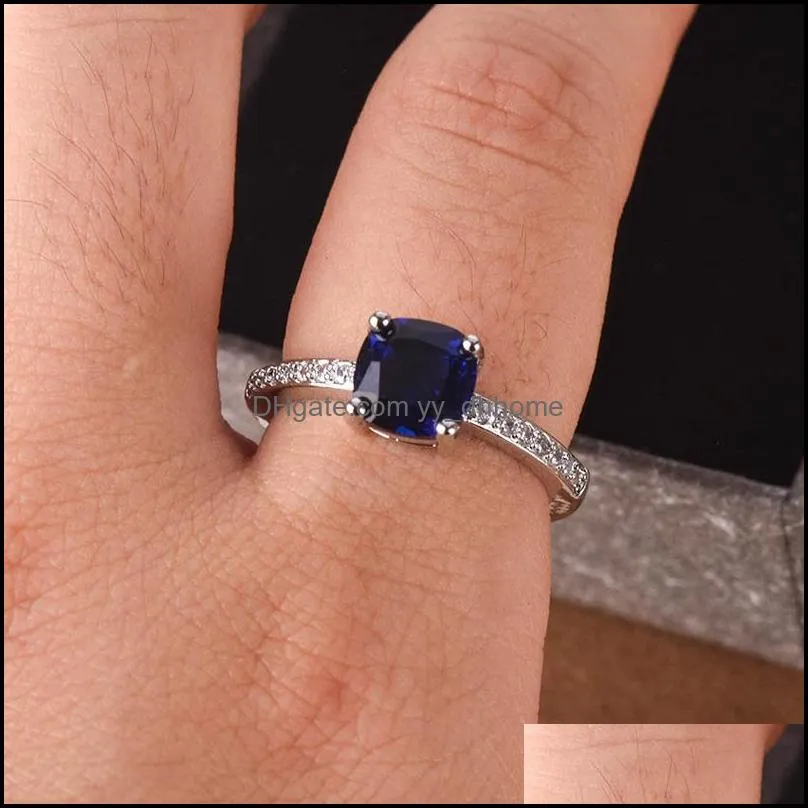 trendy aquamarine 925 sterling silver ring wedding engagement rings for women 925 silver blue sapphire natural luxury jewelry