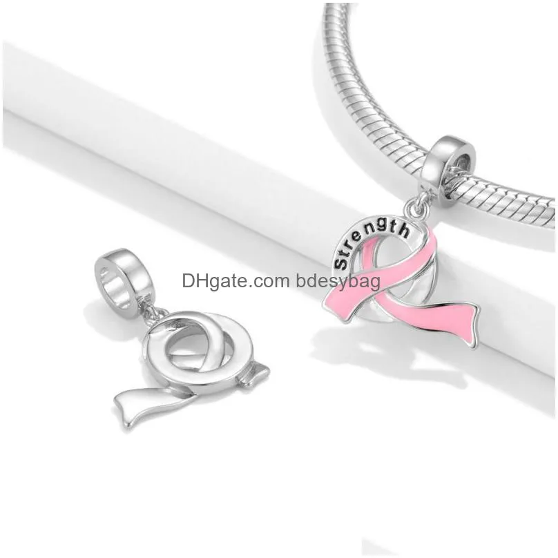 charms silver colors pendants pink flowing ribbon lucky letter charm pendant for jiuhao original bracelet necklace diy jewelry making