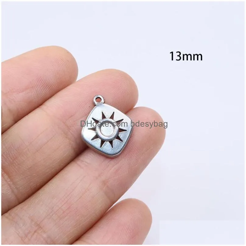charms 5pcs 15mm wholesell casting stainless steel eye coin pendant diy necklace earrings bracelets unfading colorlesscharms
