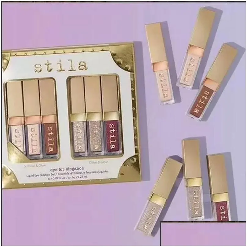 6Pcs Eye Elegance Shimmer Glitter Glow Liquid Eyeshadow Set Enchanted Eyes Make Up Eye Shadow kit Easy To Wear Stila