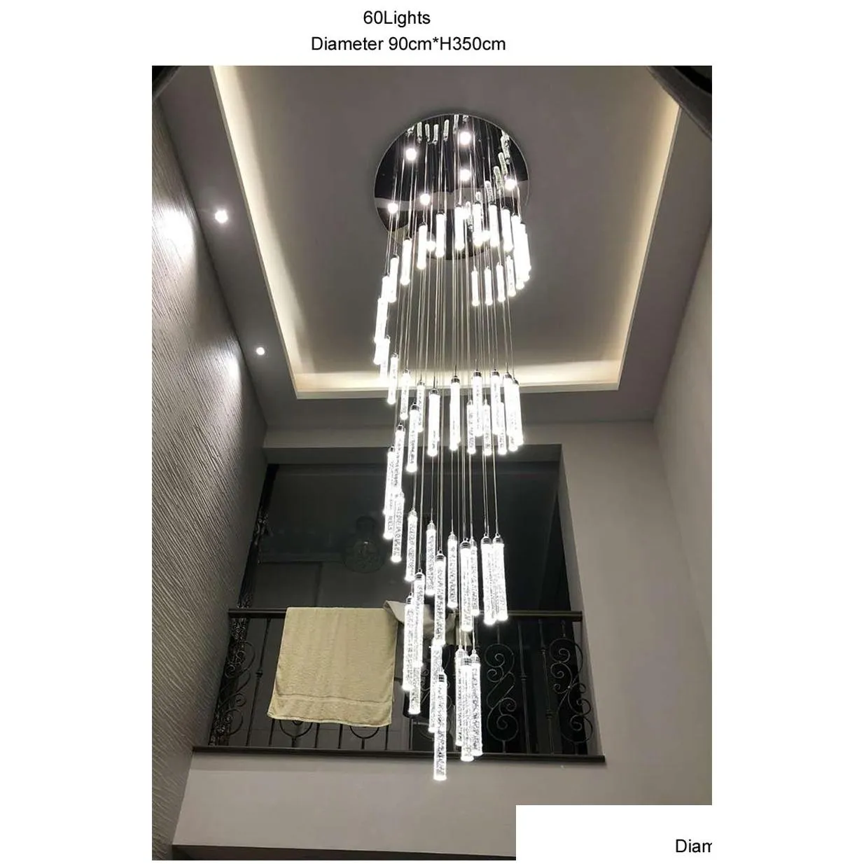 lamp chandelier light for high ceiling entryway stairs hanging spiral long lamps crystal staircase chandelier hanging lights