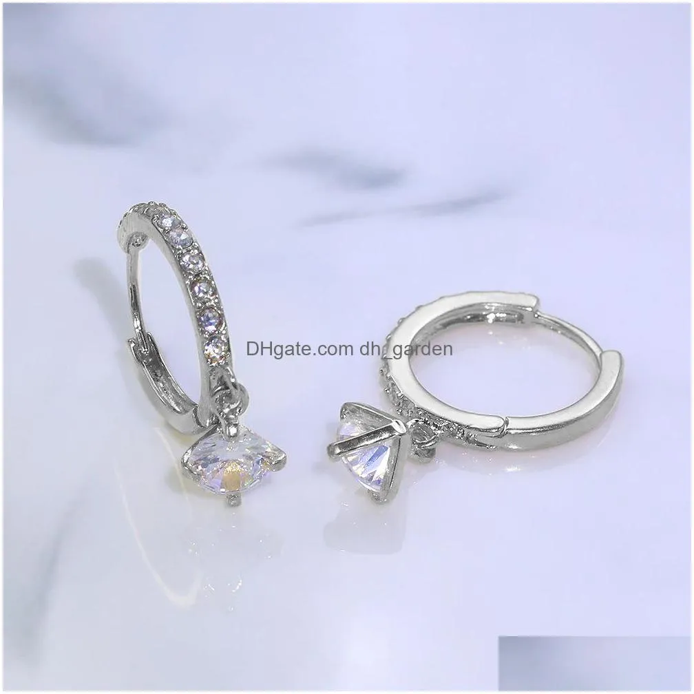 popular european and american fashion stud earrings ol ring full of diamond copper zircon earrings female gold micro