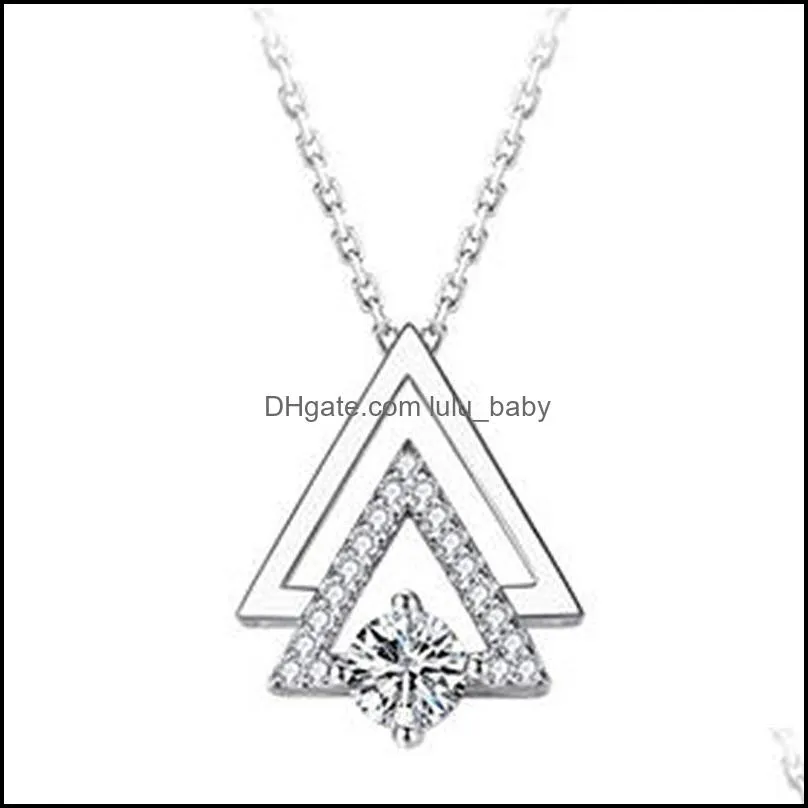 geometry triangle pendant necklace for men male modern trendy geometric stacking streetwear silver necklaces