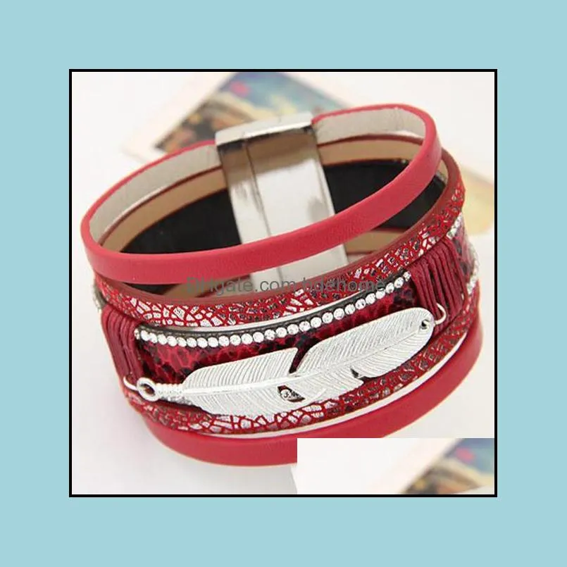 pretty bracelets for women men fashion wide magnetic multilayer wrap bracelets jewelry gift leather bracelets bangles