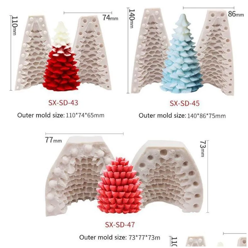 3d christmas tree pine cone silicone candle mold soap clay making diy cake decor 201023