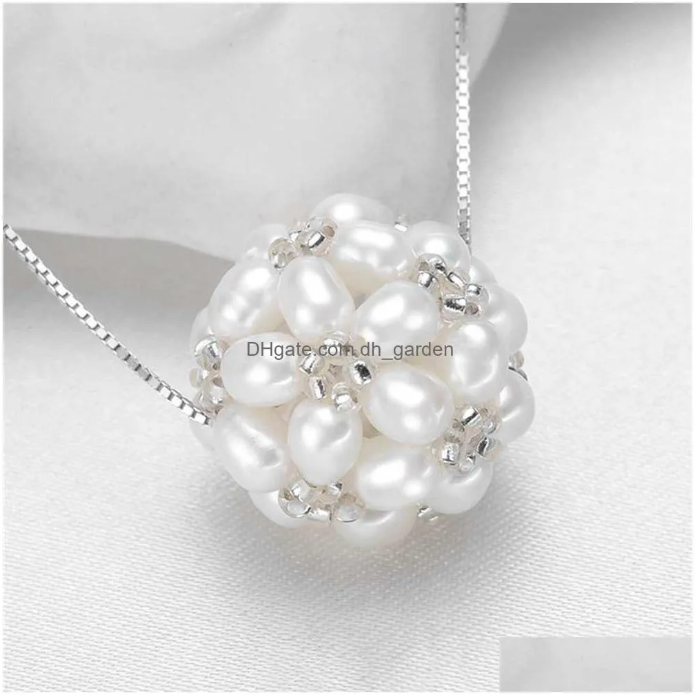 wholesale handmade freshwater 34 mm pearls ball pendant for jewelry diy white/purple/pink shipping