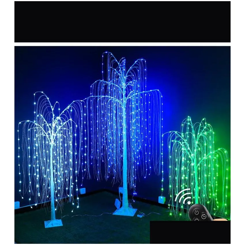 colorful weeping willow tree light 18 colors changing christmas artificial fairy light with remote for wedding party
