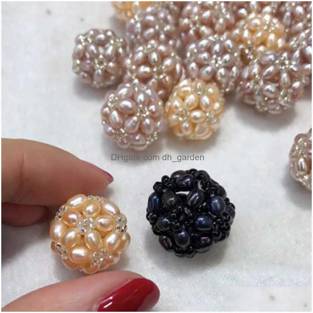 handmade nature freshwater rice pearls ball in white/purple/ pink/black color for pendant/earrings jewelry diy without chain