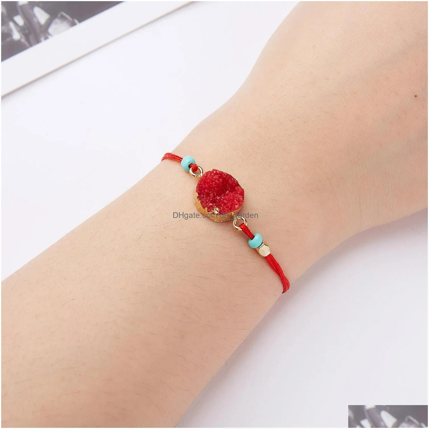 hot selling hand woven bracelets strands make a wish natural stone adjustable woven paper card braided bracelet wholesale