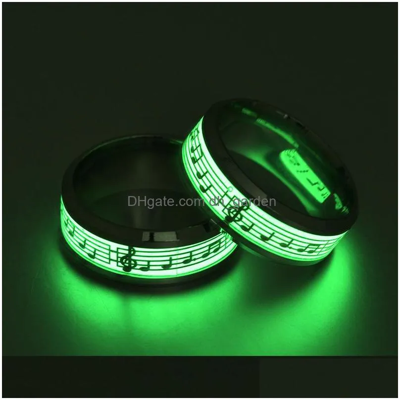 8mm titanium steel new luminous dragon ring popular jewelry band rings designer wholesale