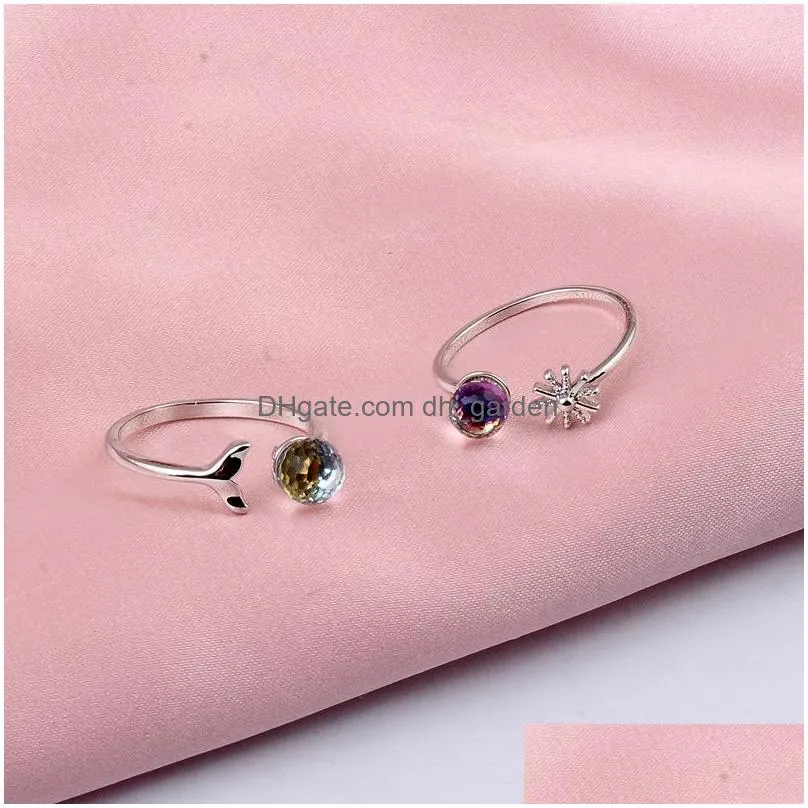 personalized korean version 36 mixed crystal rings fashionable adjustable opening with zircon beads