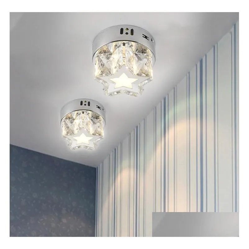 modern led stainless steel crystal stars ceiling lights aisle corridor lamp acrylic stair balcony downlight spotlight