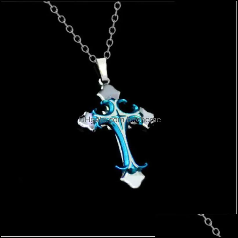 pretty cross pendant necklace vintage classic punk statement necklaces hip hop jewelry long chain necklace