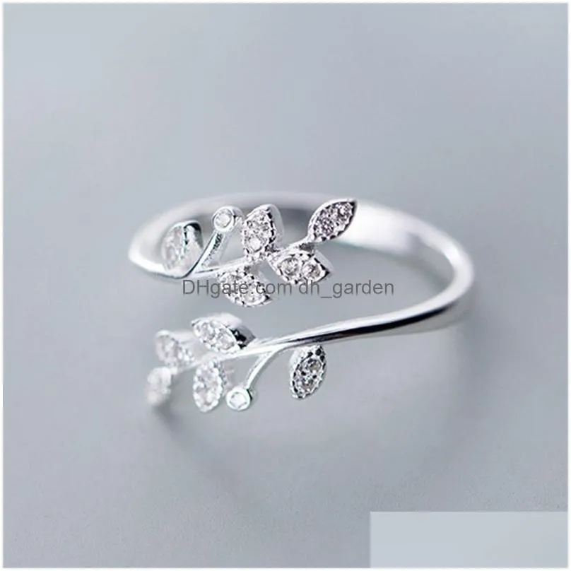 japanese and korean simple temperament leaves ring fashionable simple opening adjustable leaf rings
