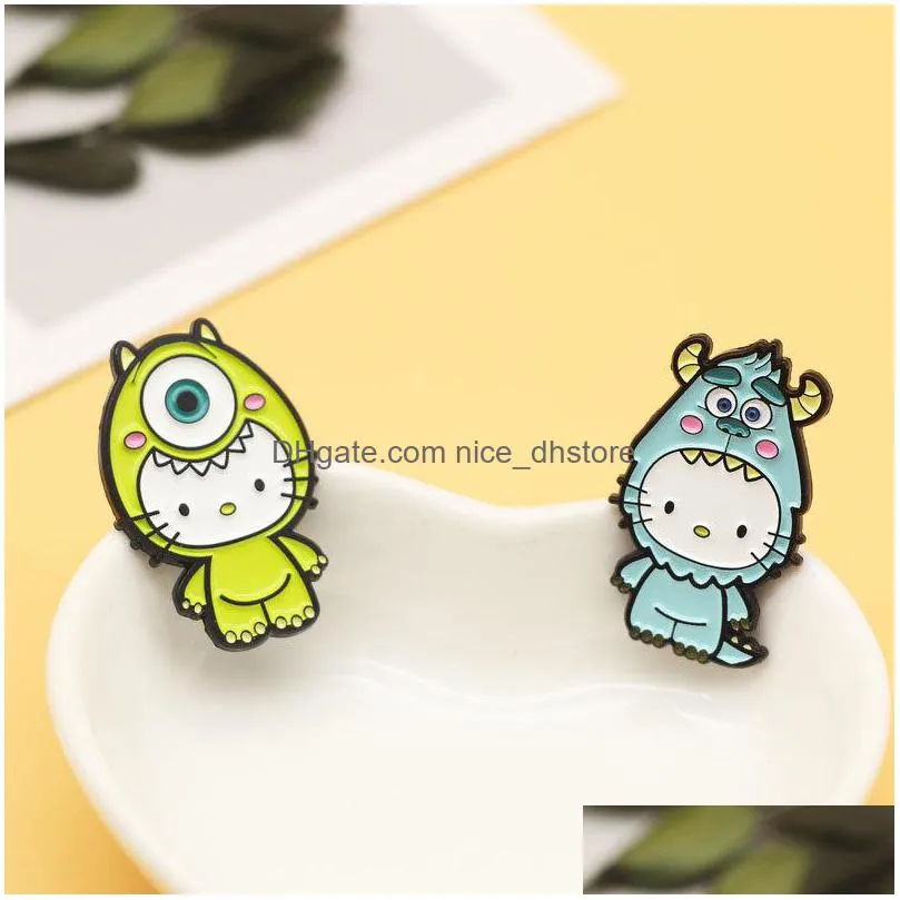 cute cat cartoon brooch cute creative backpack decoration pin alloy enamel badge accessories