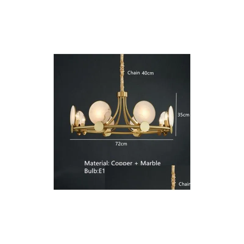natural marble led lamps chandeliers livingroom restaurant bedroom lighting fixtures brass e14 bulb luminaire suspension
