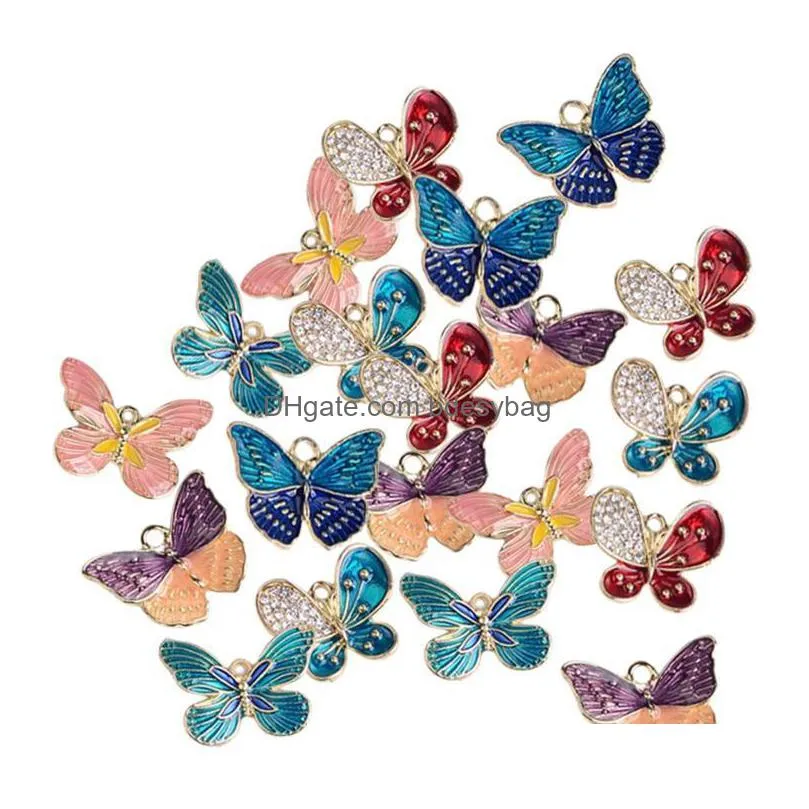 charms pieces mixed color butterfly pendant jewelry making diy makingcharms