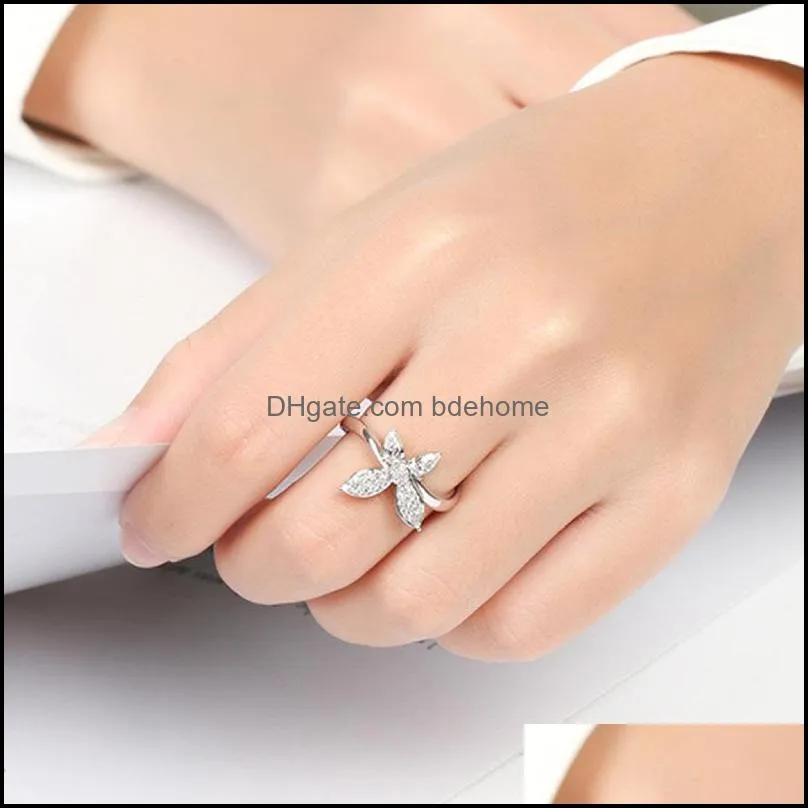 creative fashion dancing butterfly pear shape diamond ring marquise cluster diamond butterfly diamond ring wedding rings gift jewelry