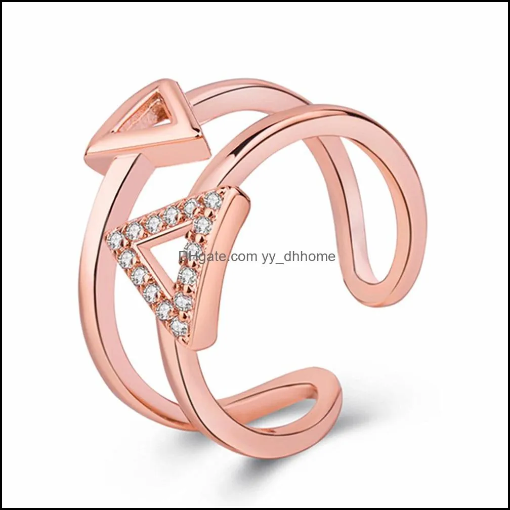 rose gold silver triangles rings for women minimalist jewelry gold color geometry openwork triangle finger party gift