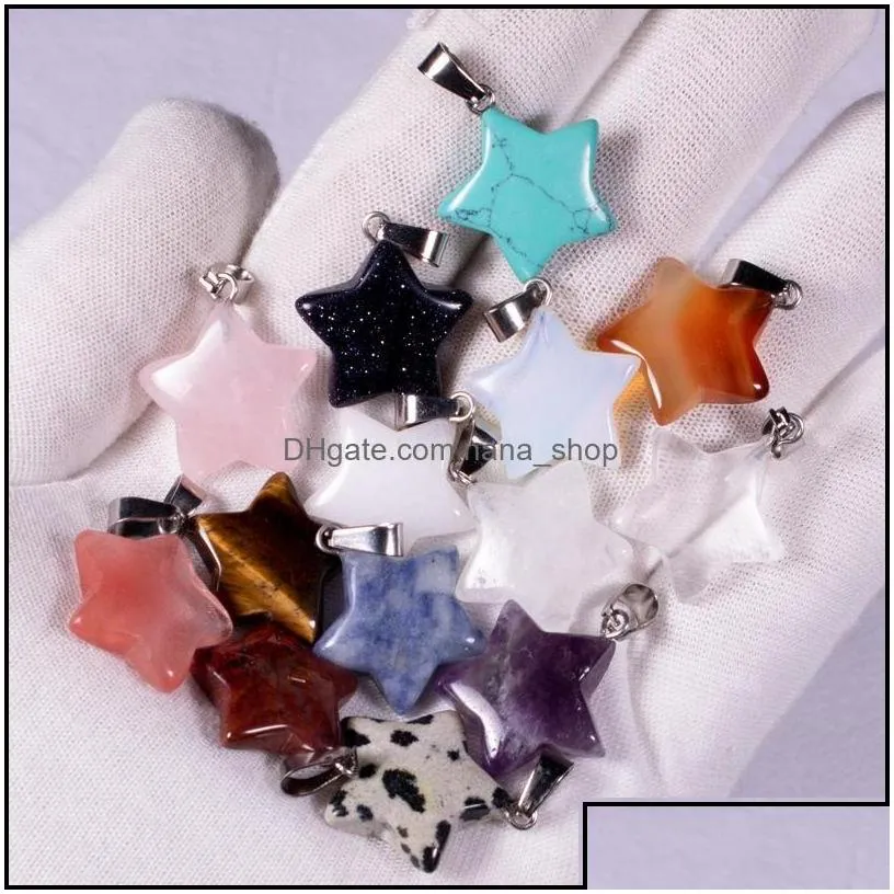 charms natural crystal opal rose quartz tigers eye stone star shape pendant for diy earrings necklace jewelry making nanashop dhybi
