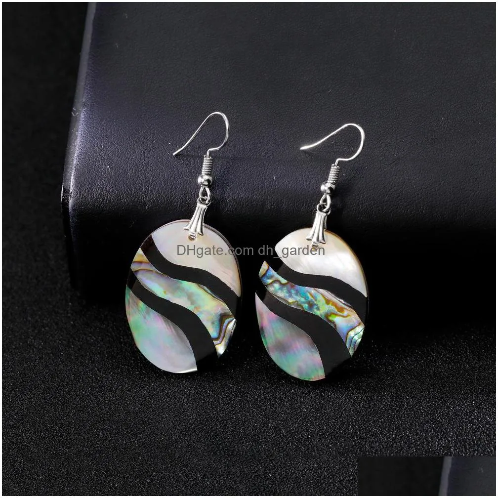 wholesale abalone earrings geometric shell earrings dangle fashion colorful unique charms women jewelry decoration es1d023 