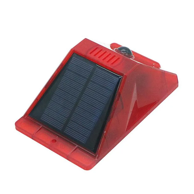 solar alarm strobe light flashing 8 leds light motion sensor security alarm system 129db loud siren with remote control