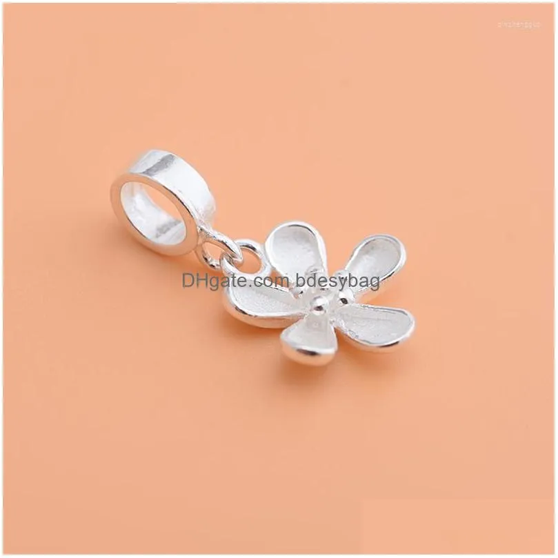 charms flower pendant s925 sterling silver jewelry accessories handmade diy string beads material
