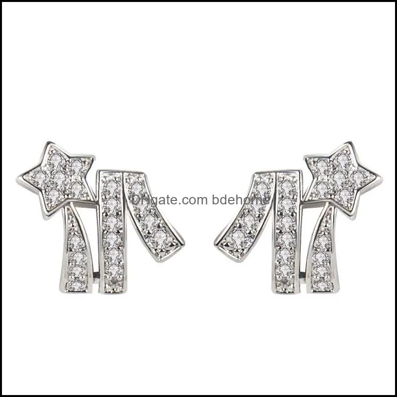 star stud earrings for women everyday girls birthday gift jewelry cubic zirconia earrings gold silver pentagram earrings