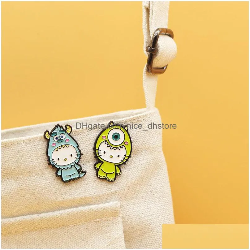 cute cat cartoon brooch cute creative backpack decoration pin alloy enamel badge accessories