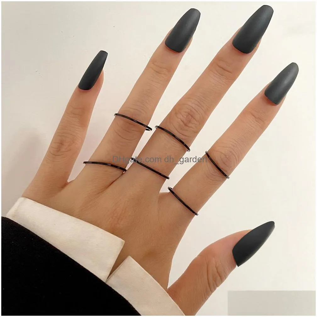 hot selling black joint ring wholesale creative personality simple overlay combination set 7piece ring