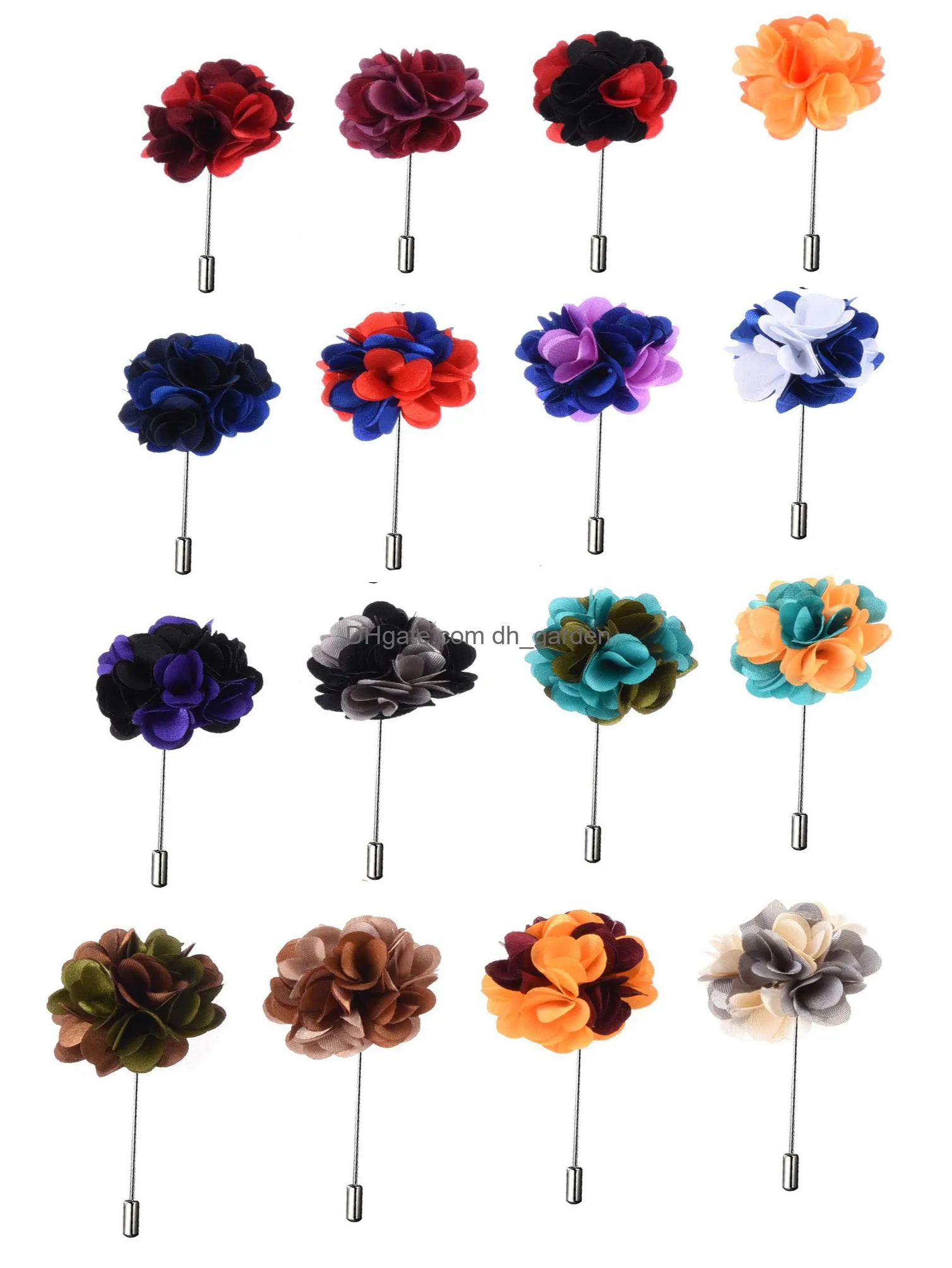 mens lapel pin handmade camellia flower boutonniere for suit wedding groom 15 colors