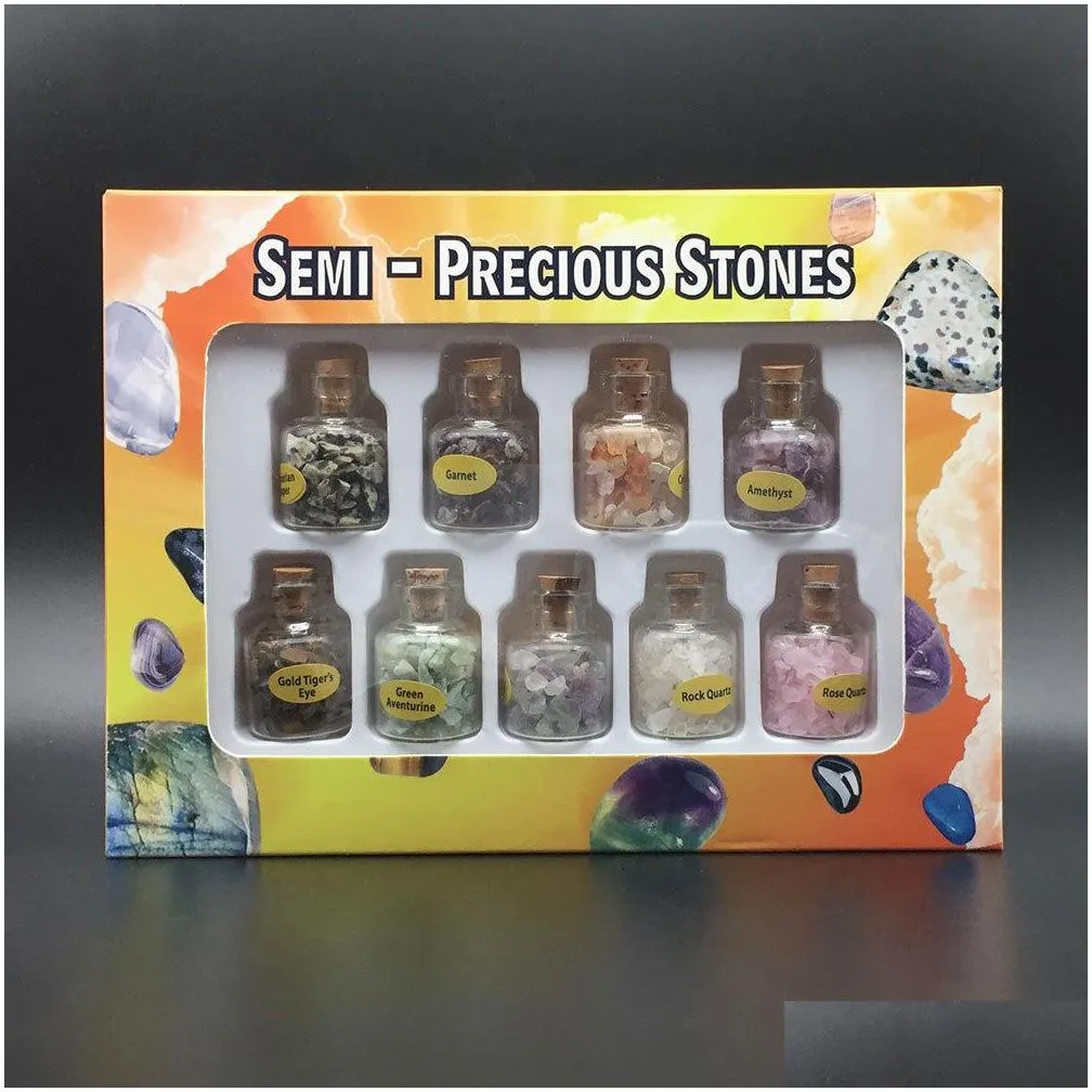 mini gemstone bottles chip crystal healing tumbled gem natural semiprecious gem stones bottle wicca stones set 201125