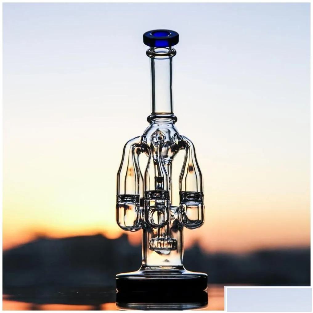 smoking pipes glass hookah bongs with 5 arms chamber recycler perc water pipe dab rig bubbler shisha 14mm joint drop delivery home g