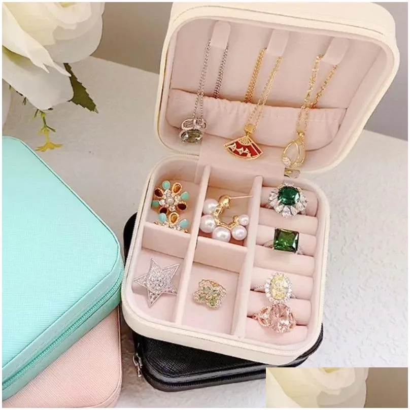 jewelry boxes 2022 organizer display travel pujewelry case portable box storage earring holder gift drop delivery smtdw