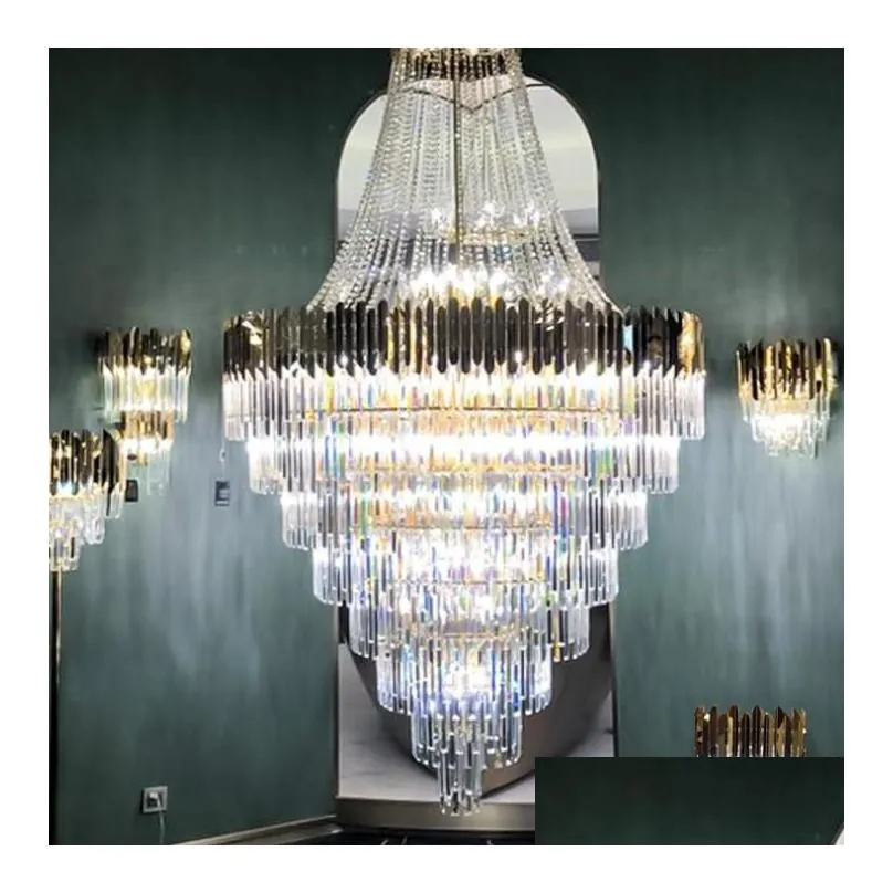 large crystal chandelier in duplex building luxury el lobby engineering villa living room hollow chandelier