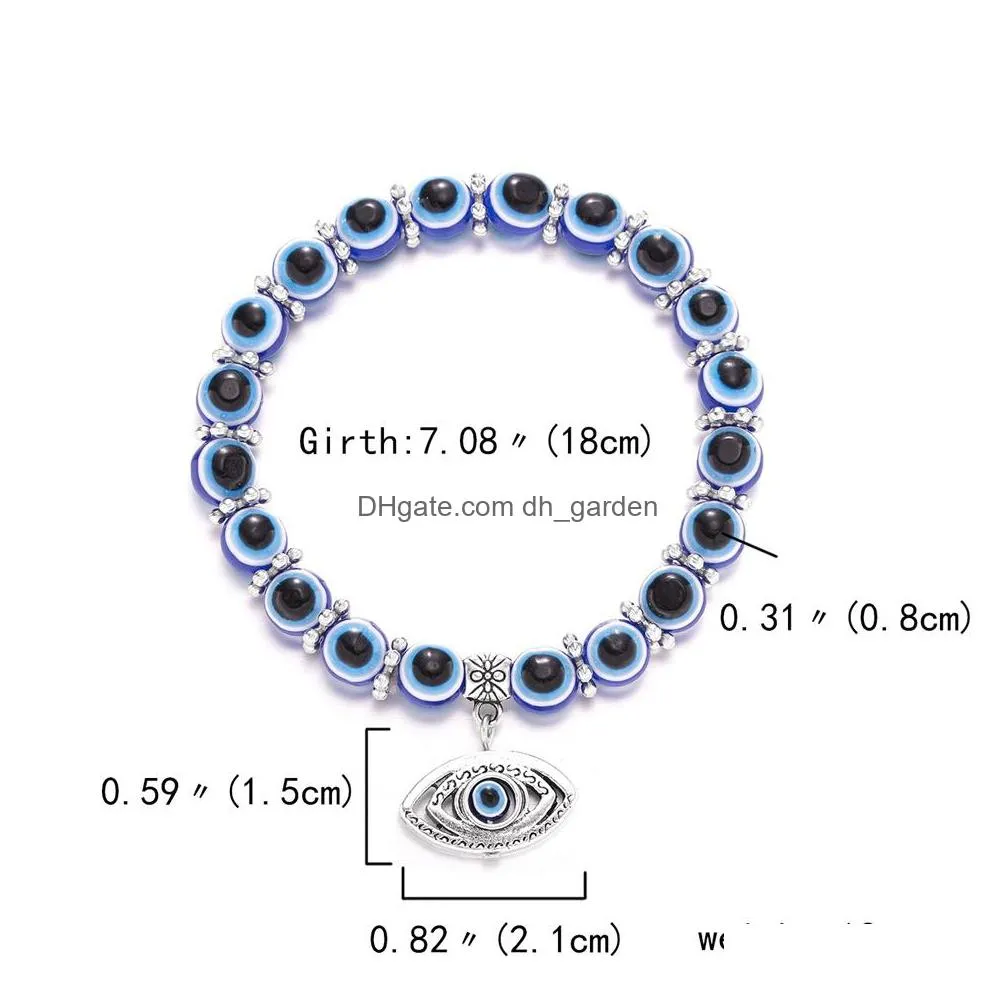 8mm beads hot selling evil blue eye strands bracelet fatimas hand turkish thousand eyes wish bracelet