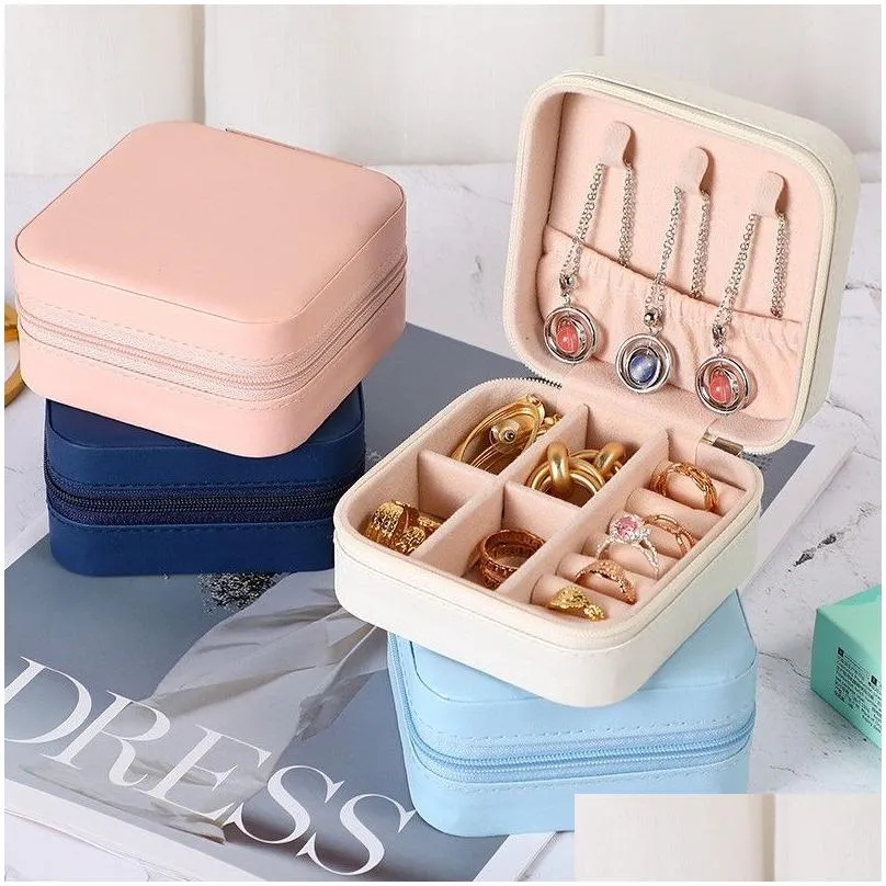 jewelry boxes 2022 organizer display travel pujewelry case portable box storage earring holder gift drop delivery smtdw