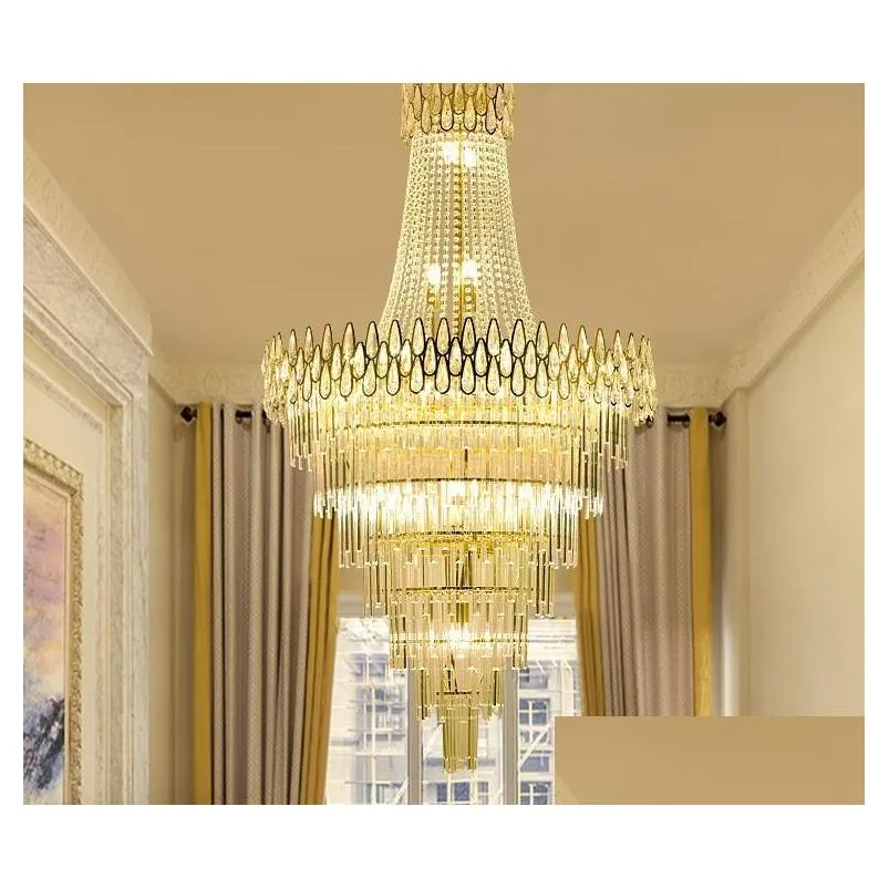  luxury crystal light chandelier for staircase modern loft chain lighting fixtures home decoration gold led cristal lamps